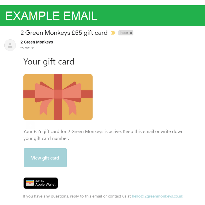 Digital Gift Card - Memory Keespake - 2 Green Monkeys