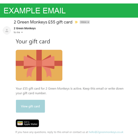 Digital Gift Card - Memory Keespake - 2 Green Monkeys