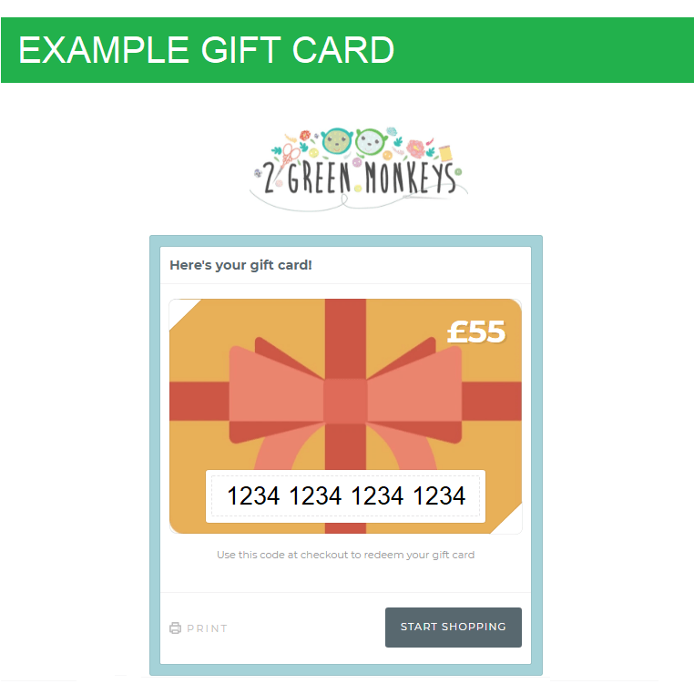 Digital Gift Card - Memory Keespake - 2 Green Monkeys