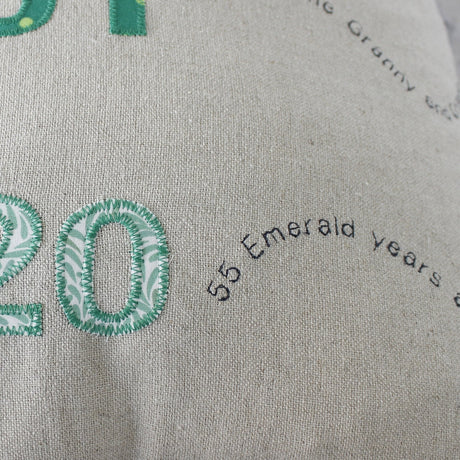55th / Emerald Wedding Anniversary Gift Personalised Cushion - 2 Green Monkeys