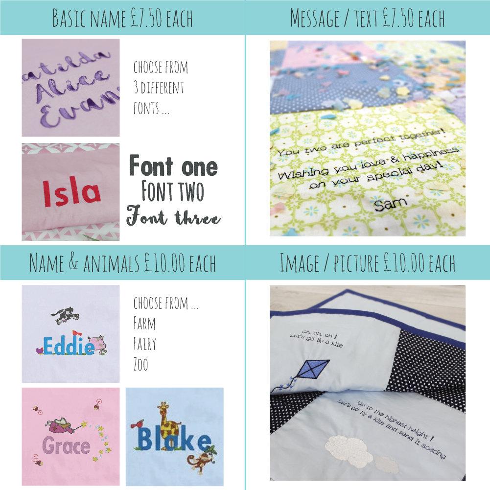 Bespoke Custom Personalised embroidered quilt - 2 Green Monkeys