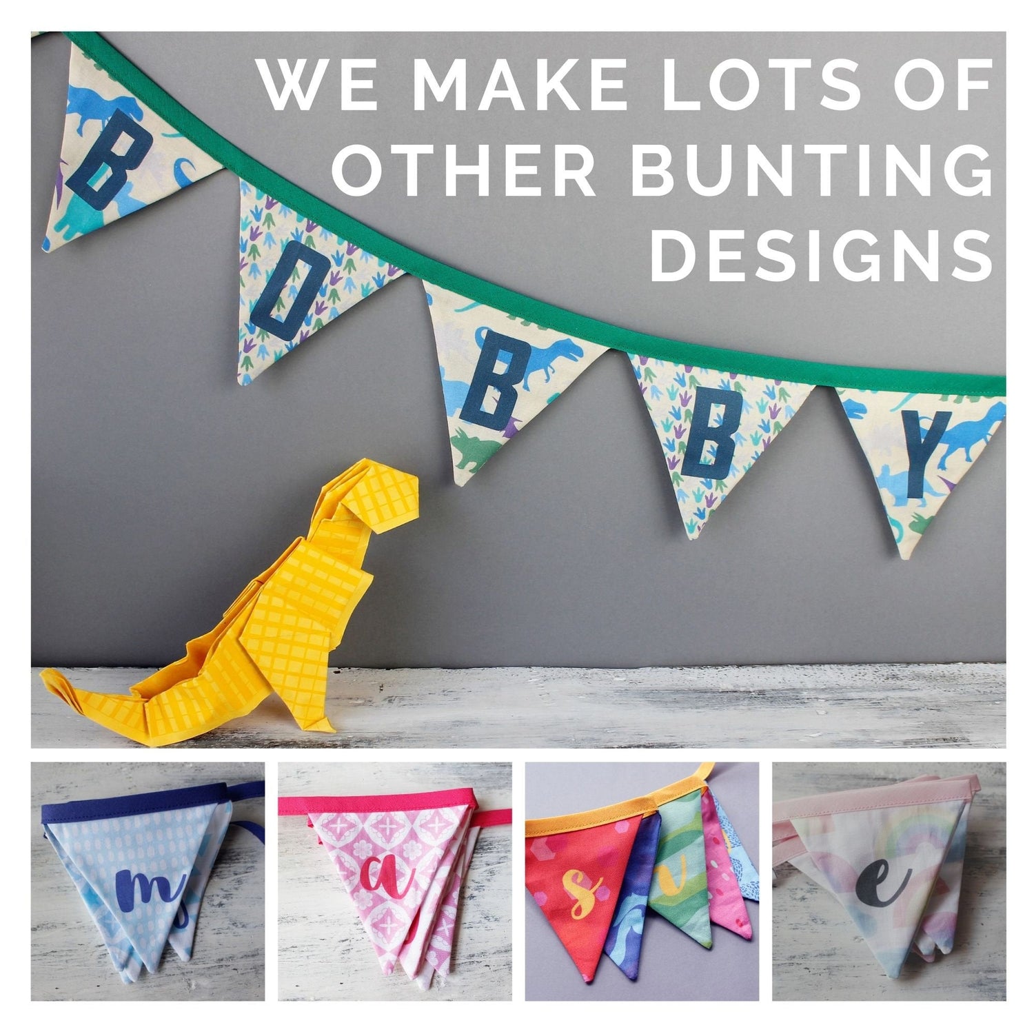 Bespoke Personalised Name Bunting (small flags) - 2 Green Monkeys