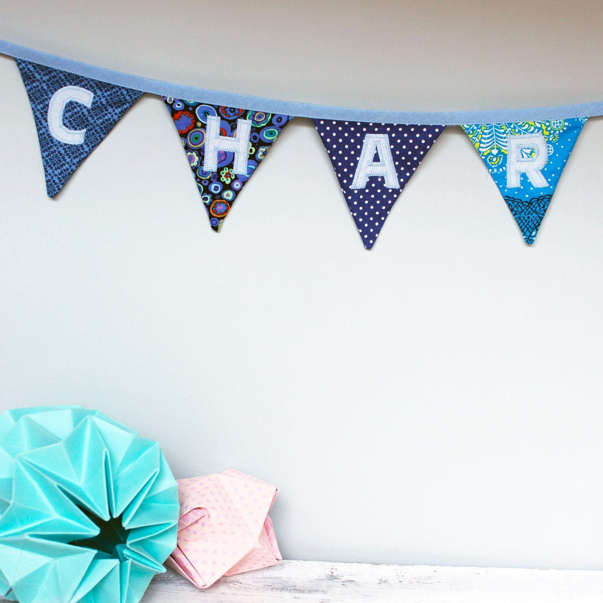 Bespoke Personalised Name Bunting (small flags) - 2 Green Monkeys