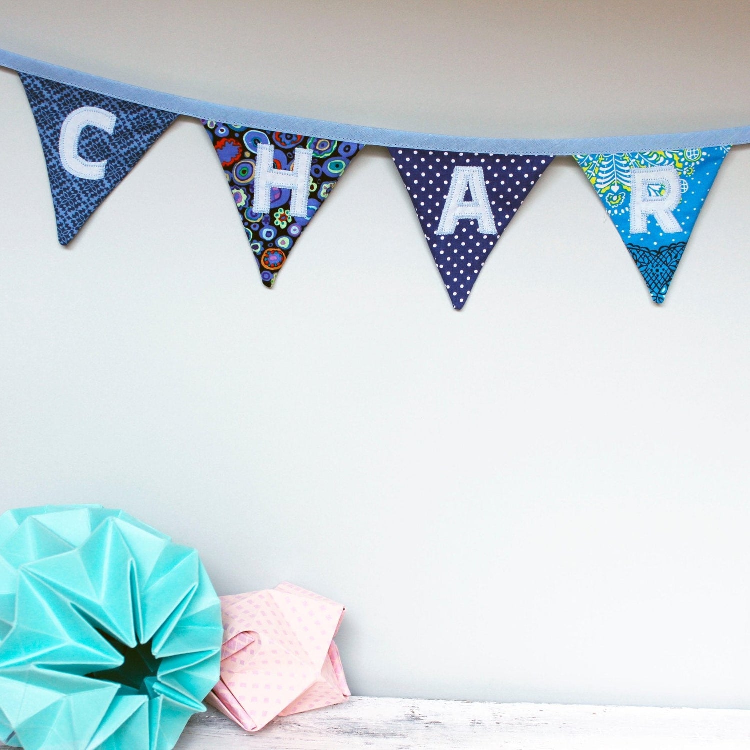 Bespoke Personalised Name Bunting (small flags) - 2 Green Monkeys