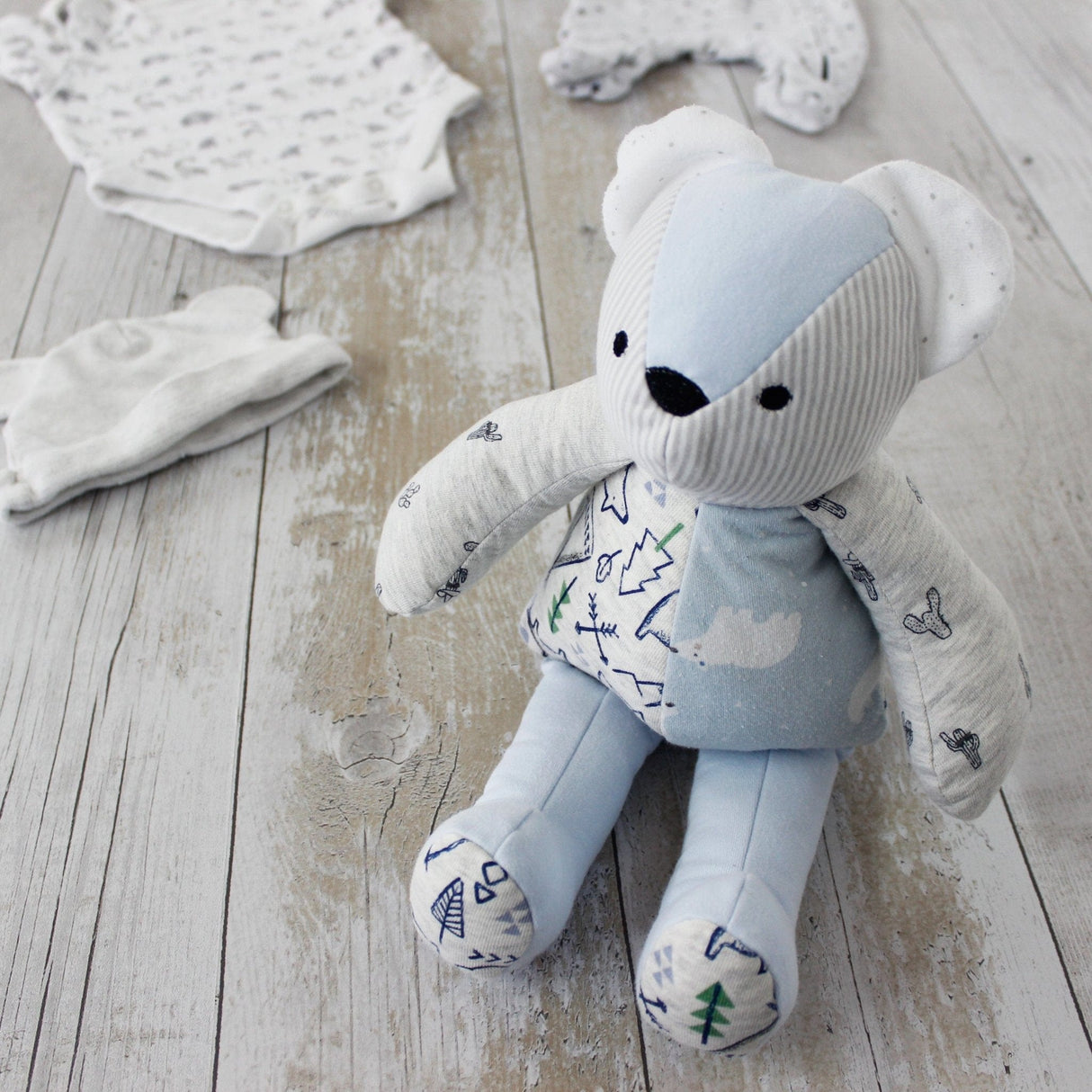 Memory keepsake bear - recycled from babies clothing - 2 Green Monkeys