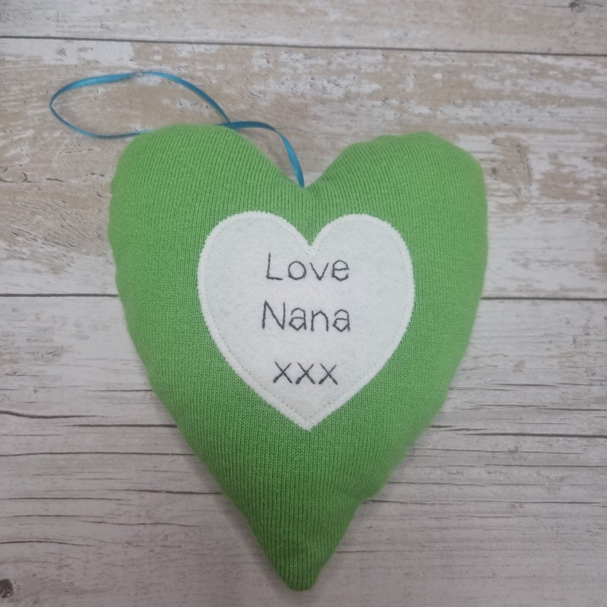 Memory keepsake heart - made from loved ones clothing / shirt - 2 Green Monkeys