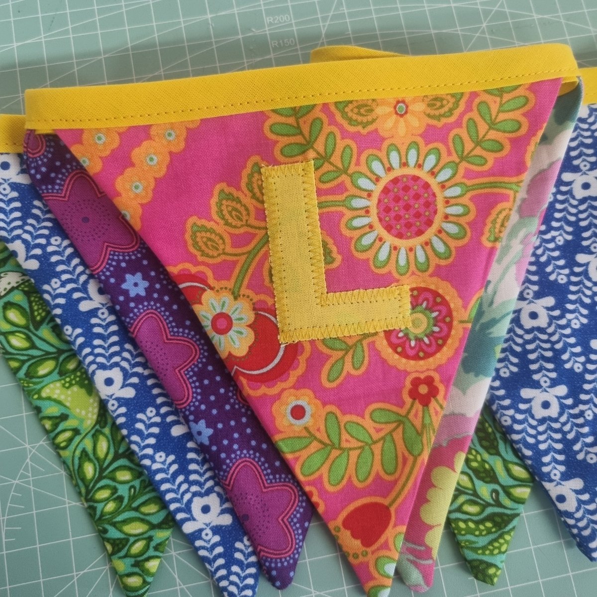 Personalised bunting - custom colour fabric - 2 Green Monkeys