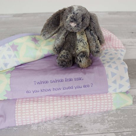Personalised Embroidered Message Quilt - 2 Green Monkeys