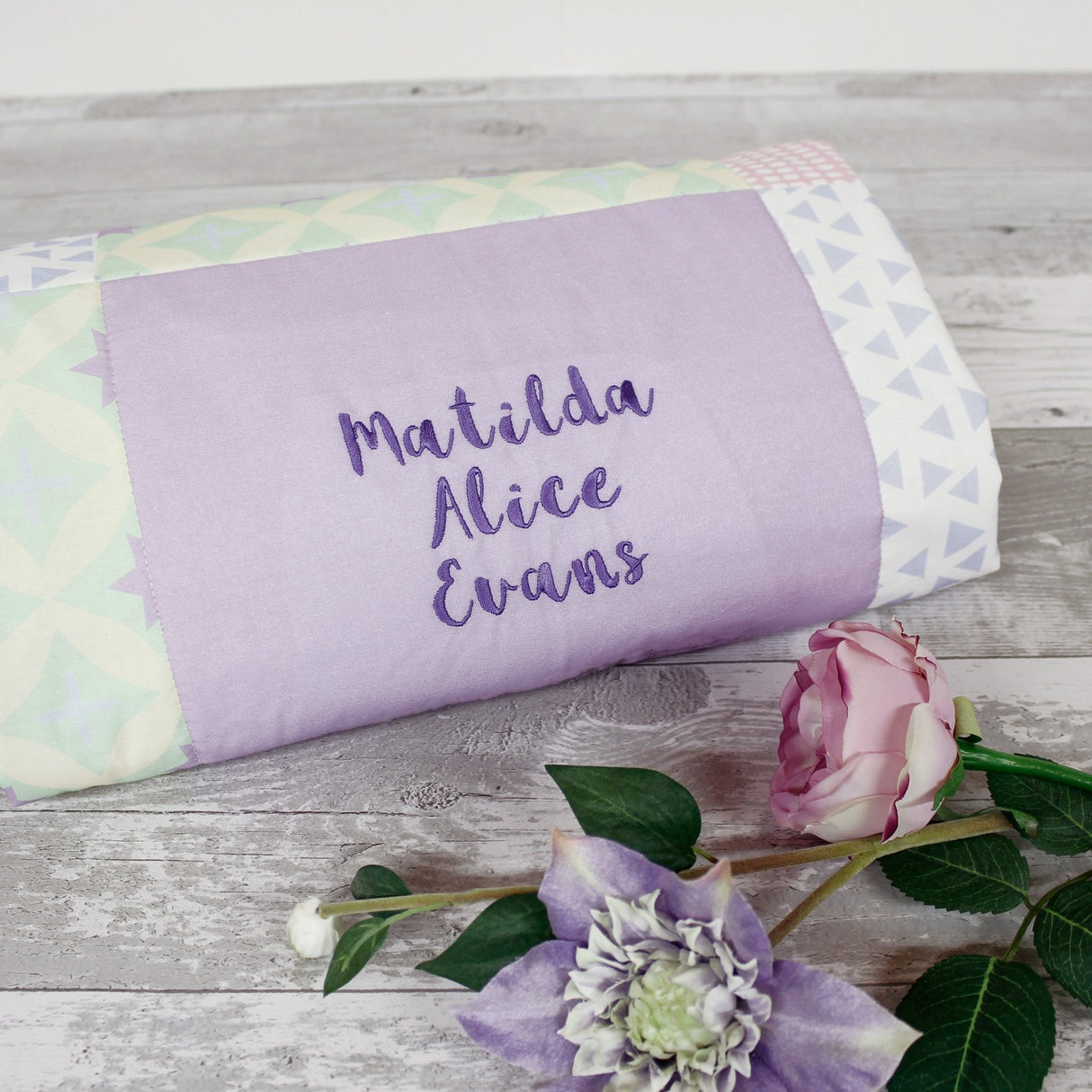 Personalised Embroidered Name Quilt - 2 Green Monkeys