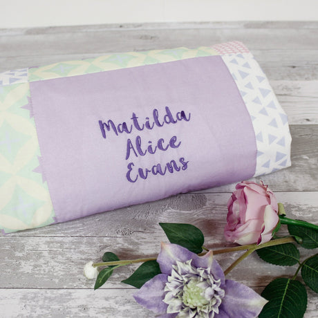 Personalised Embroidered Name Quilt - 2 Green Monkeys