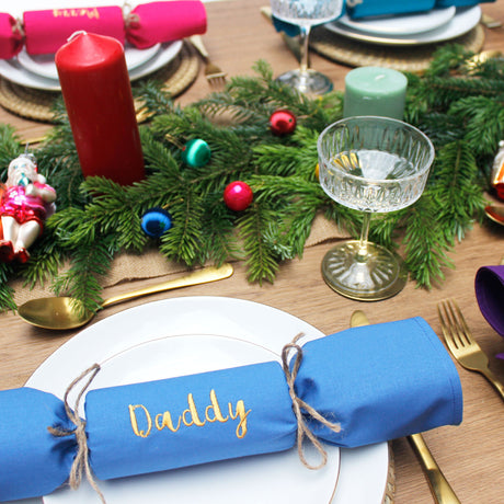 Plastic Free Crackers / Personalised Fabric Cracker Napkins (Bright Set) - 2 Green Monkeys