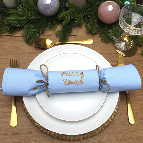 Reusable Crackers / Personalised Fabric Cracker Napkins (Blue Set) - 2 Green Monkeys