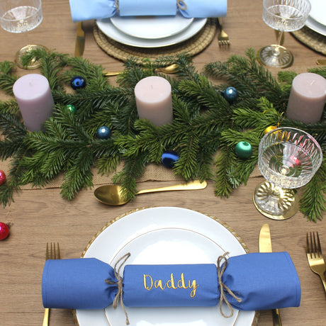 Reusable Crackers / Personalised Fabric Cracker Napkins (Blue Set) - 2 Green Monkeys