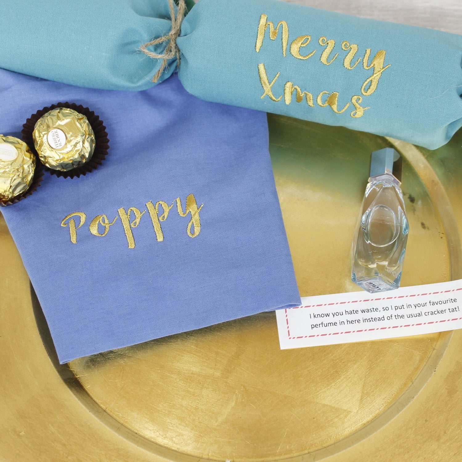 Set of Personalised Sustainable Fabric Christmas Cracker Napkins (bright colours) - 2 Green Monkeys