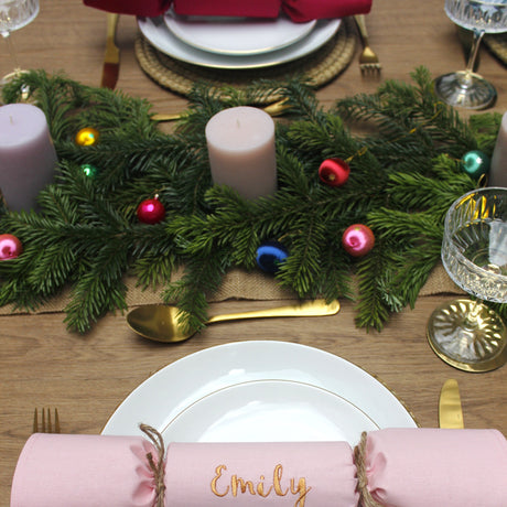 Sustainable Crackers / Personalised Fabric Cracker Napkins (Pink Set) - 2 Green Monkeys