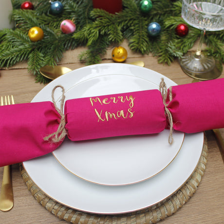 Sustainable Crackers / Personalised Fabric Cracker Napkins (Pink Set) - 2 Green Monkeys