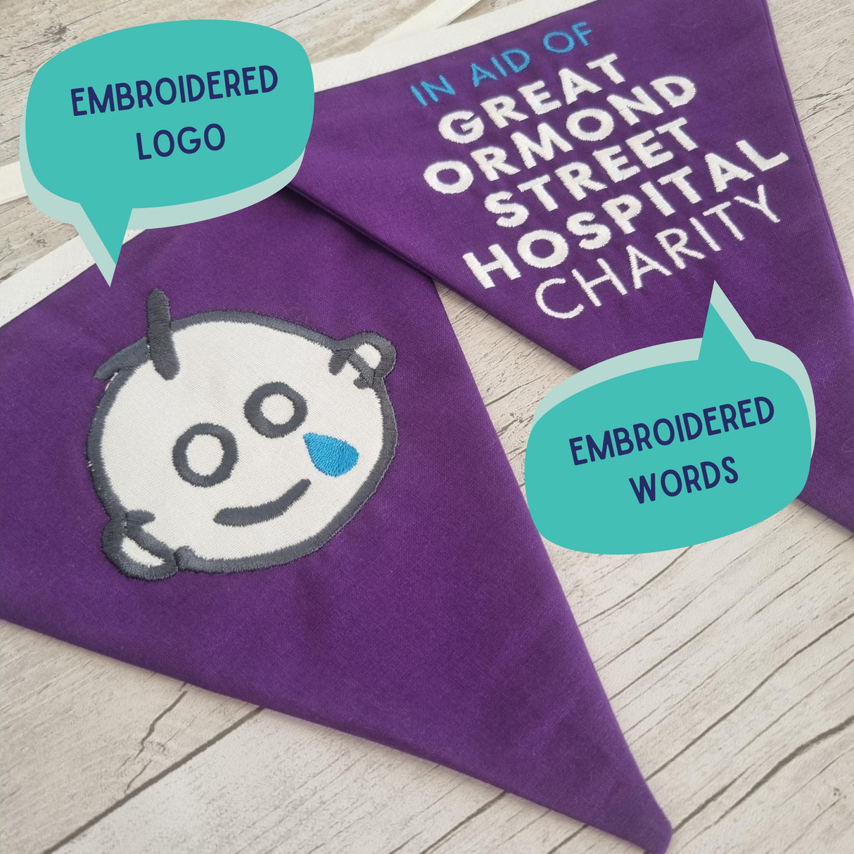 Custom embroidered business flags - 2 Green Monkeys
