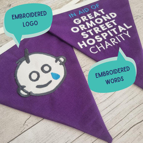 Custom embroidered business flags - 2 Green Monkeys