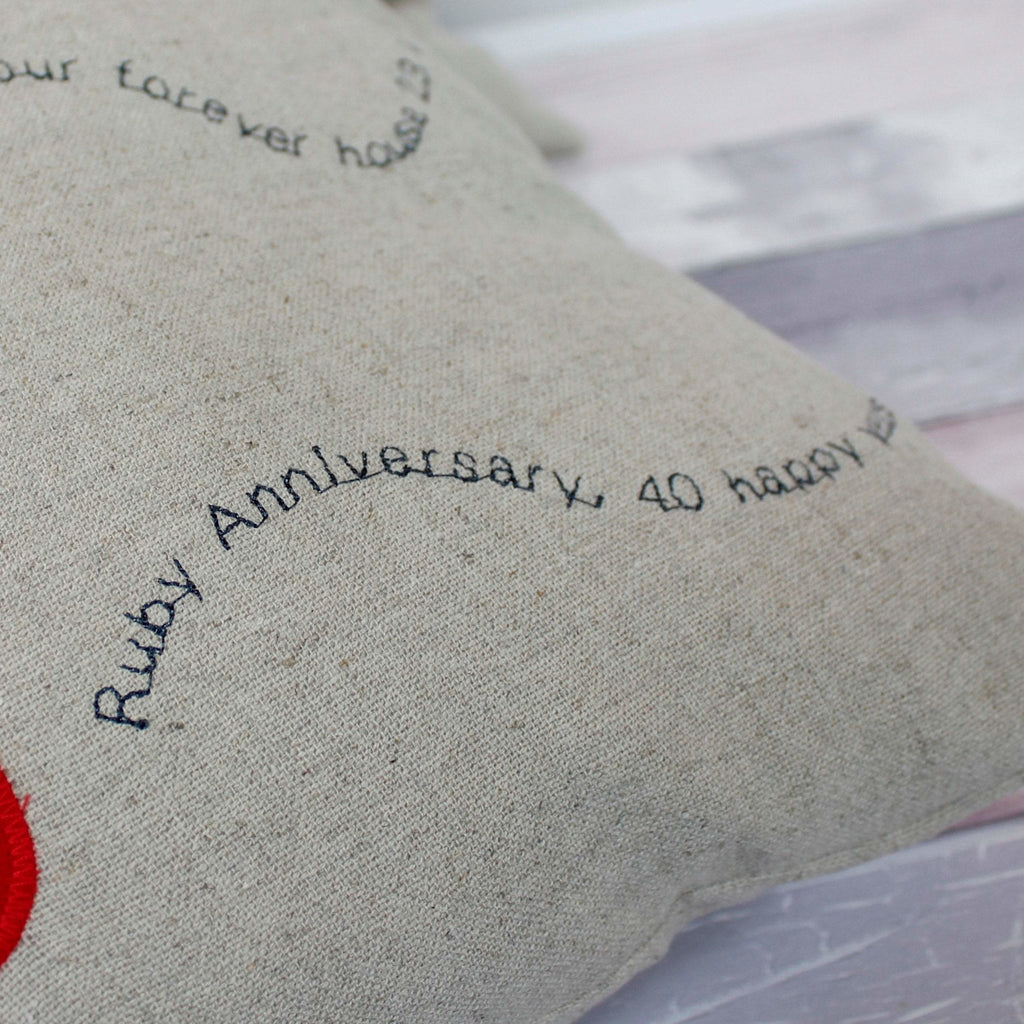 40th / Ruby Wedding Anniversary Gift Personalised Cushion - 2 Green Monkeys
