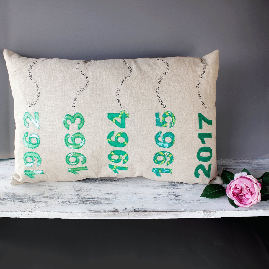 55th / Emerald Wedding Anniversary Gift Personalised Cushion - 2 Green Monkeys