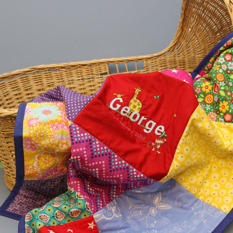 Bespoke Custom Personalised embroidered quilt - 2 Green Monkeys