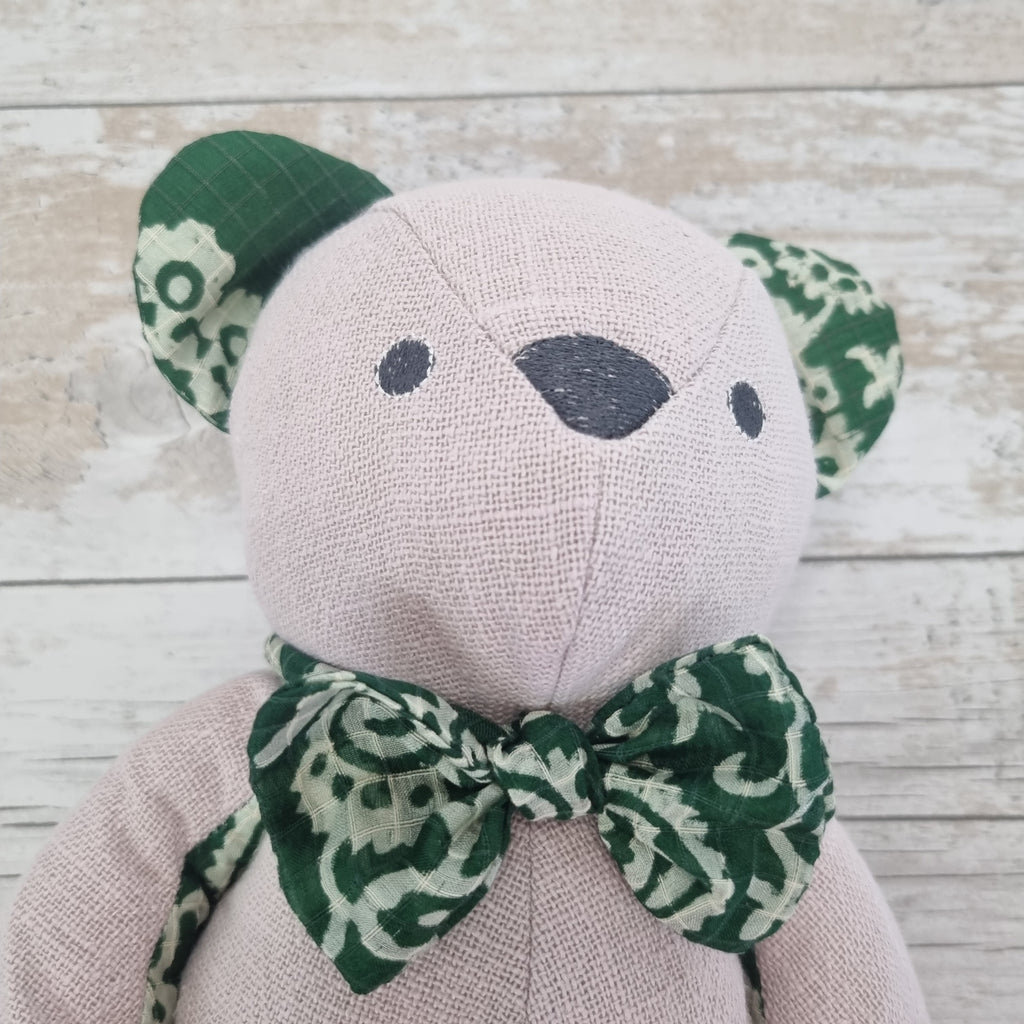 Clothing for memory bears - tie /scarf / hat / jumper - 2 Green Monkeys
