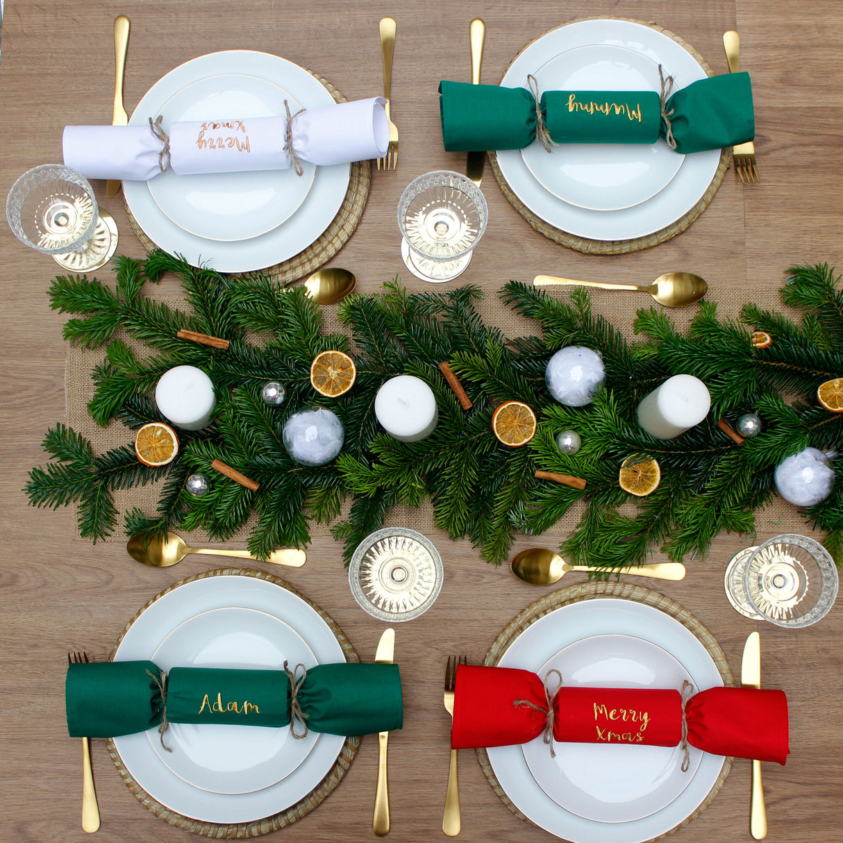 Eco Friendly Cracker / Personalised Fabric Cracker Napkin (single) - 2 Green Monkeys