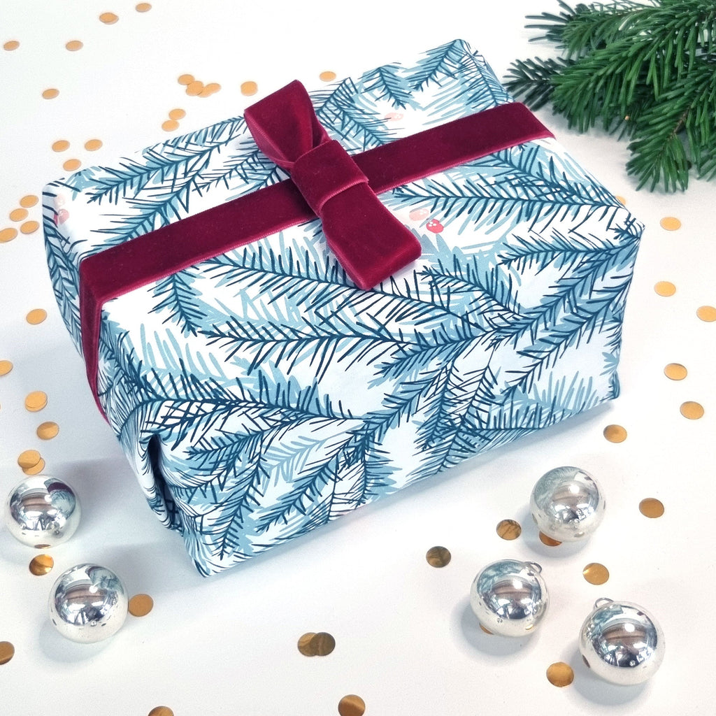 Furoshiki Wrapping Cloth - Christmas Fir Design - 2 Green Monkeys