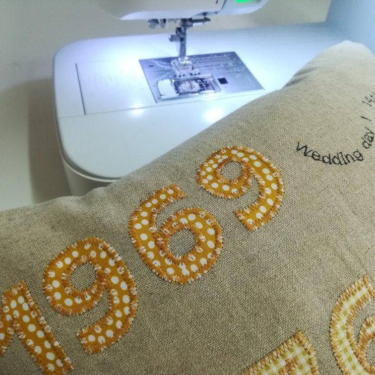 Golden Wedding Anniversary Gift Cushion - Personalised 50th - 2 Green Monkeys