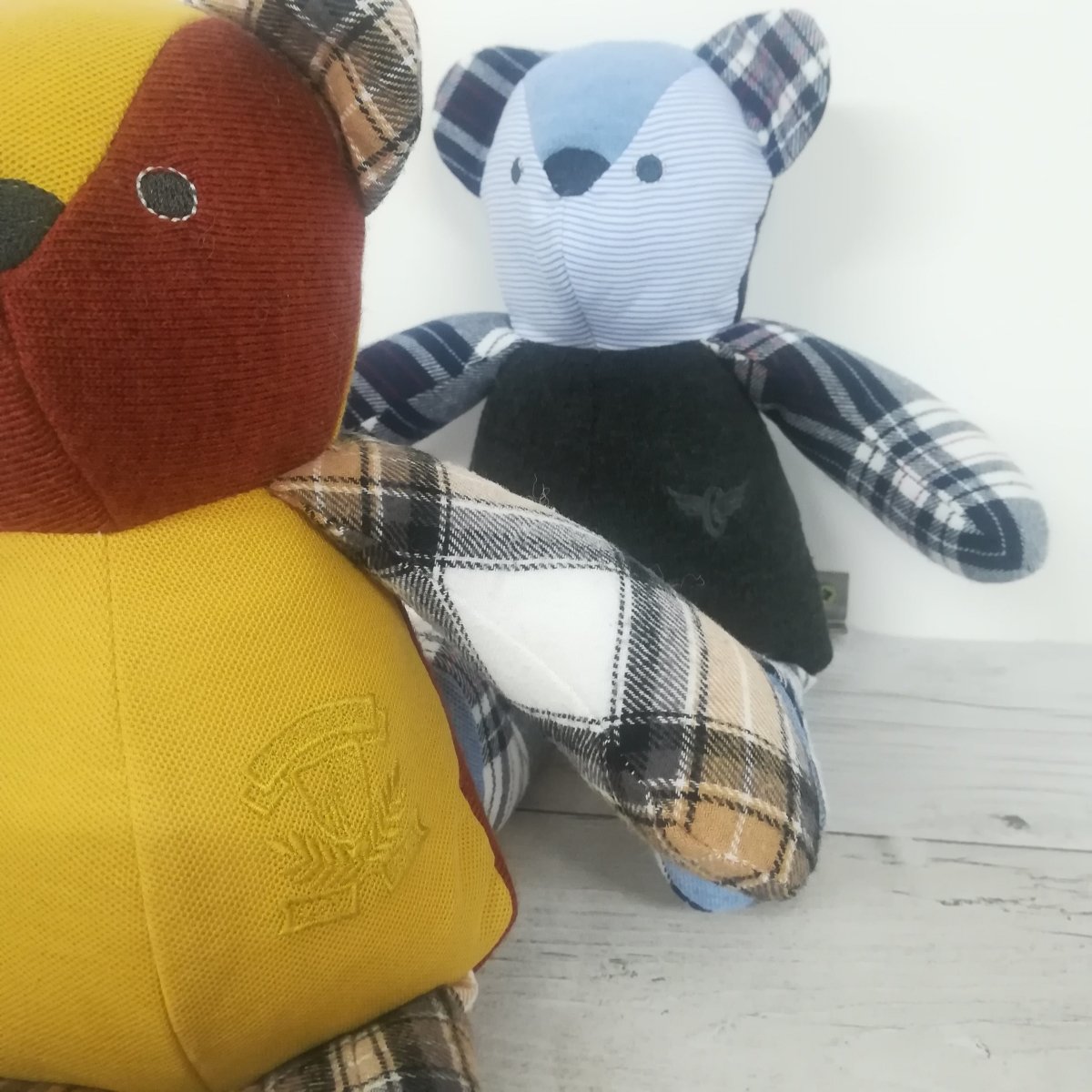 Memory bear keepsake with voicegift voice recorder message - teddy from clothing / shirt - 2 Green Monkeys