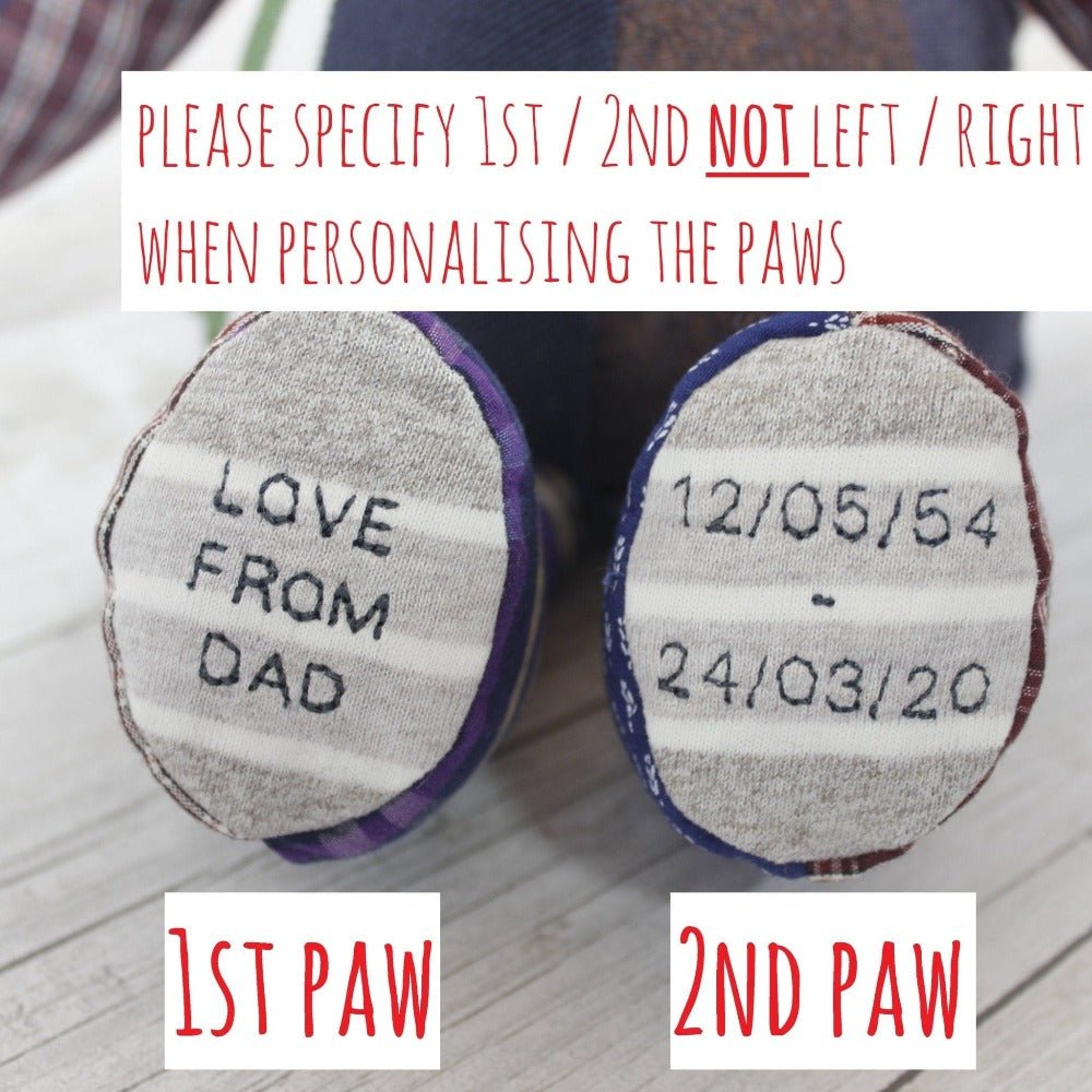 Memory bear keepsake with voicegift voice recorder message - teddy from clothing / shirt - 2 Green Monkeys