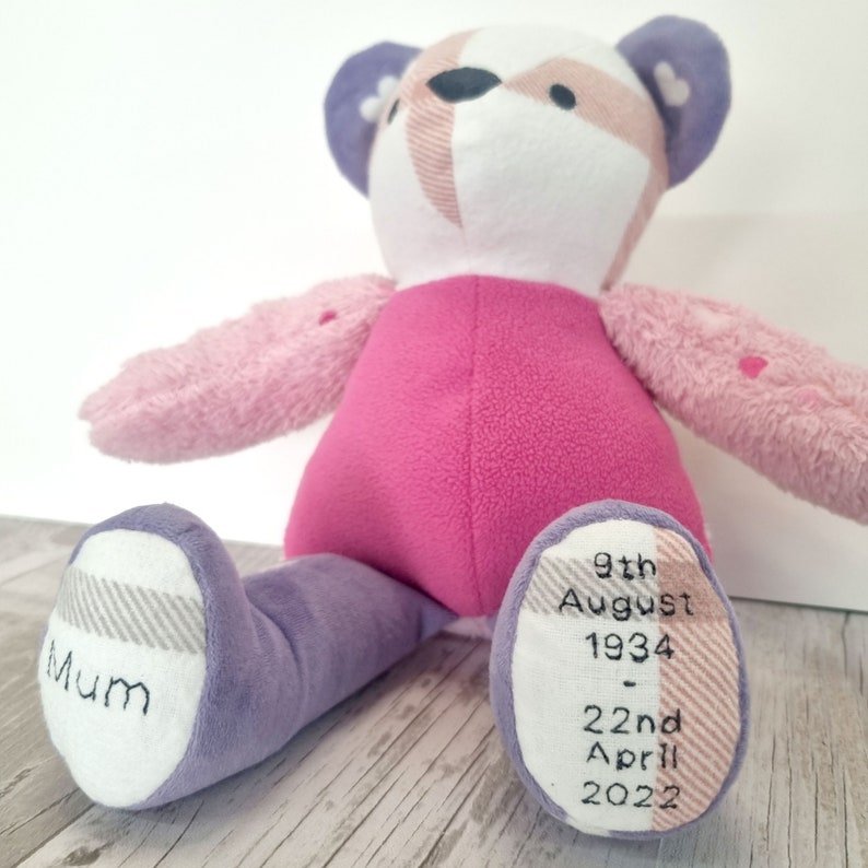 Memory bear keepsake with voicegift voice recorder message - teddy from clothing / shirt - 2 Green Monkeys