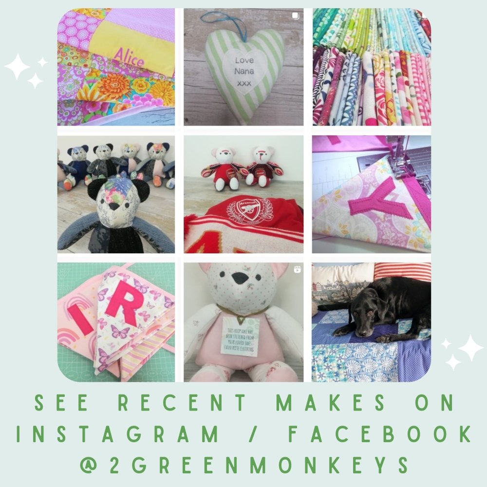 Memory bear keepsake with voicegift voice recorder message - teddy from clothing / shirt - 2 Green Monkeys