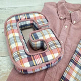 Memory keepsake alphabet letter initial cushion - made from loved ones clothing - 2 Green Monkeys