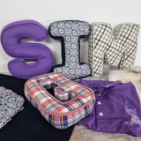 Memory keepsake alphabet letter initial cushion - made from loved ones clothing - 2 Green Monkeys
