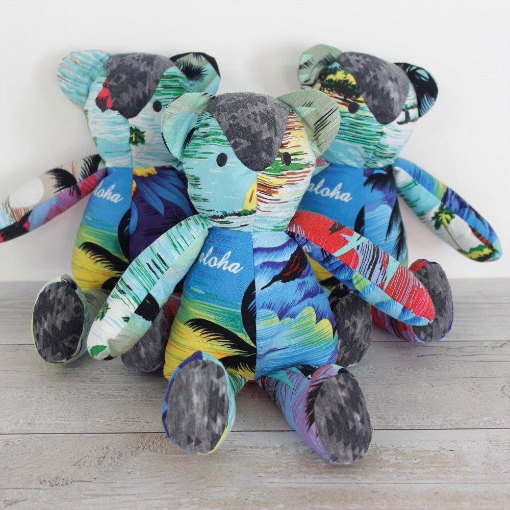 Memory keepsake bear - recycled from loved ones clothing / shirt - 2 Green Monkeys