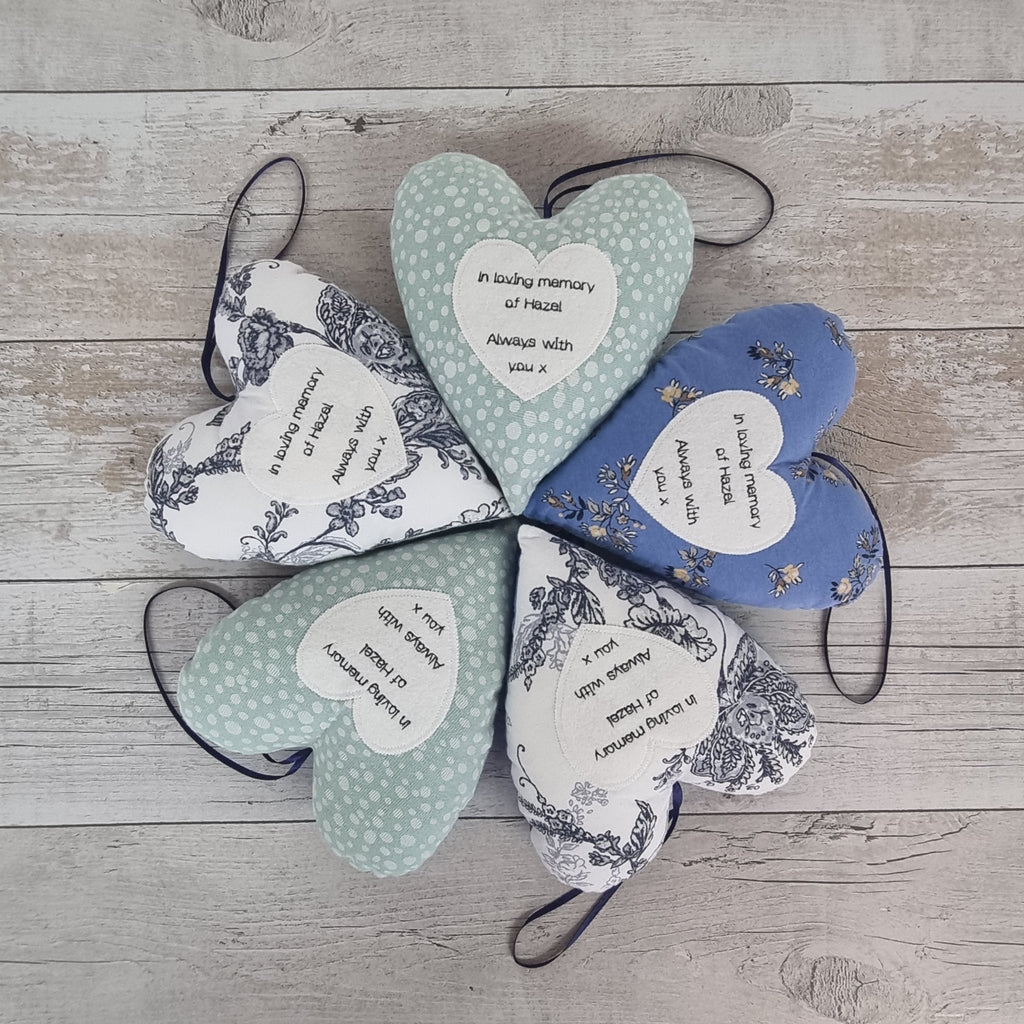 Memory keepsake heart - recycled from loved ones clothing / shirt - 2 Green Monkeys