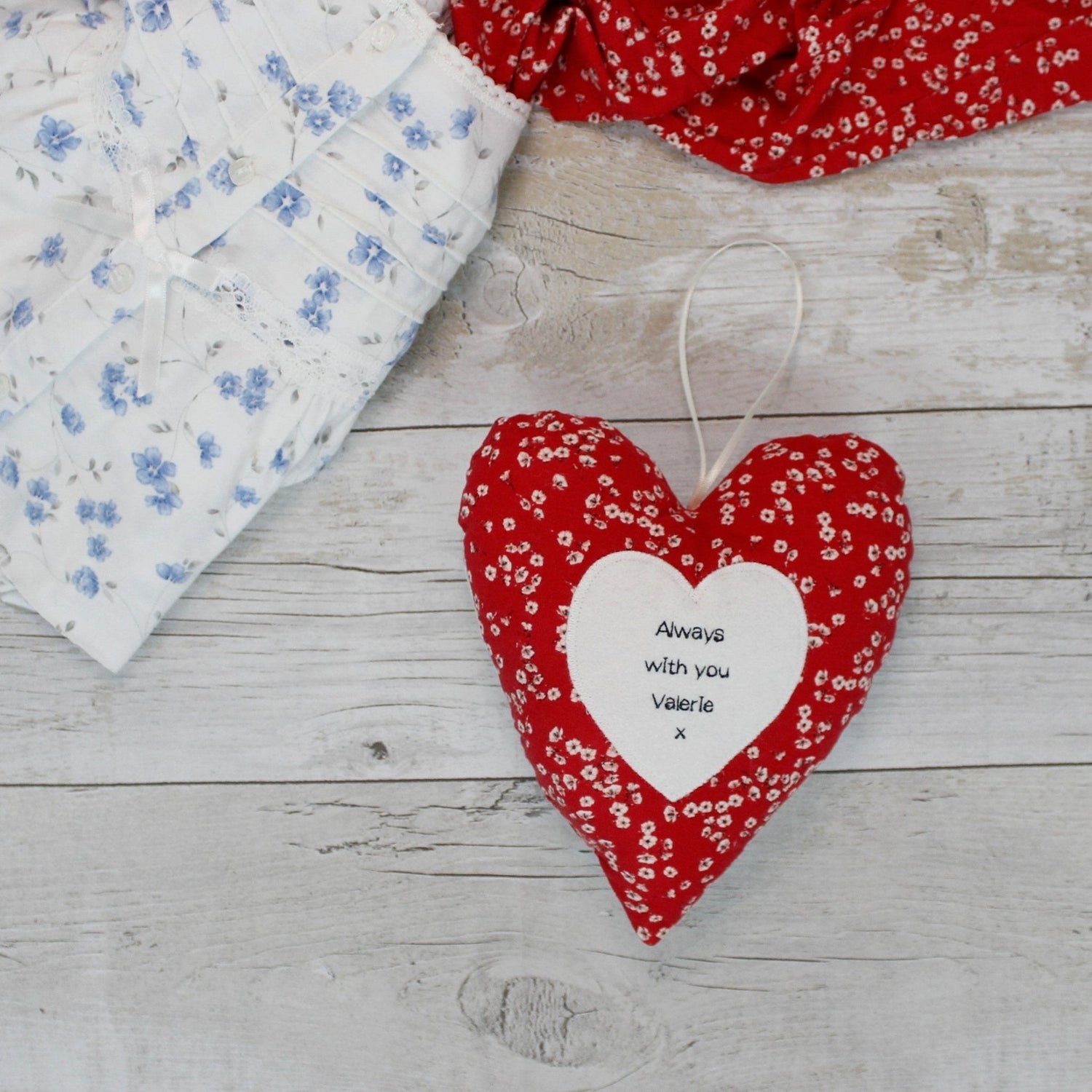 Memory keepsake heart with voicegift voice recorder message - made from loved ones clothing / shirt - 2 Green Monkeys