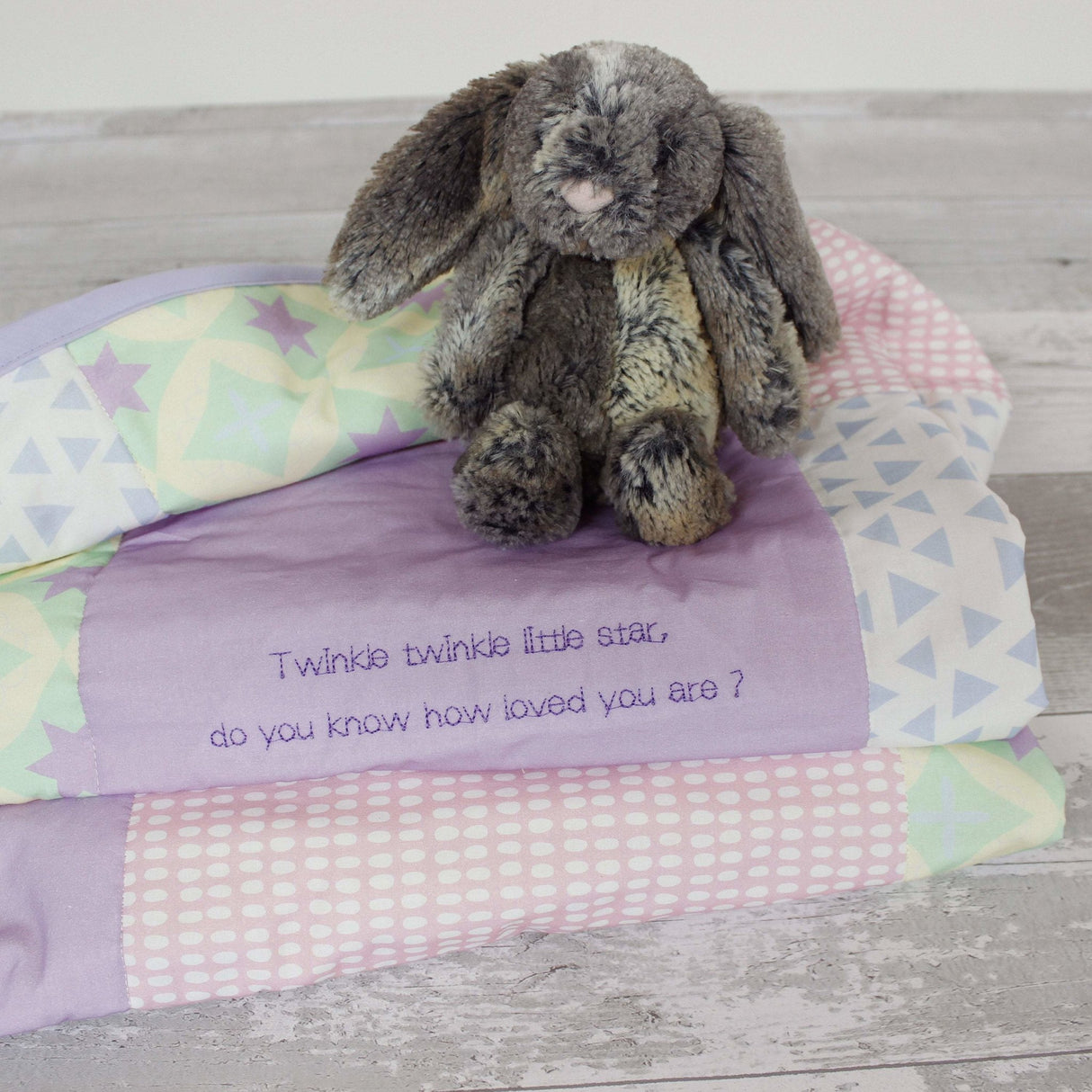 Personalised Embroidered Message Quilt - 2 Green Monkeys