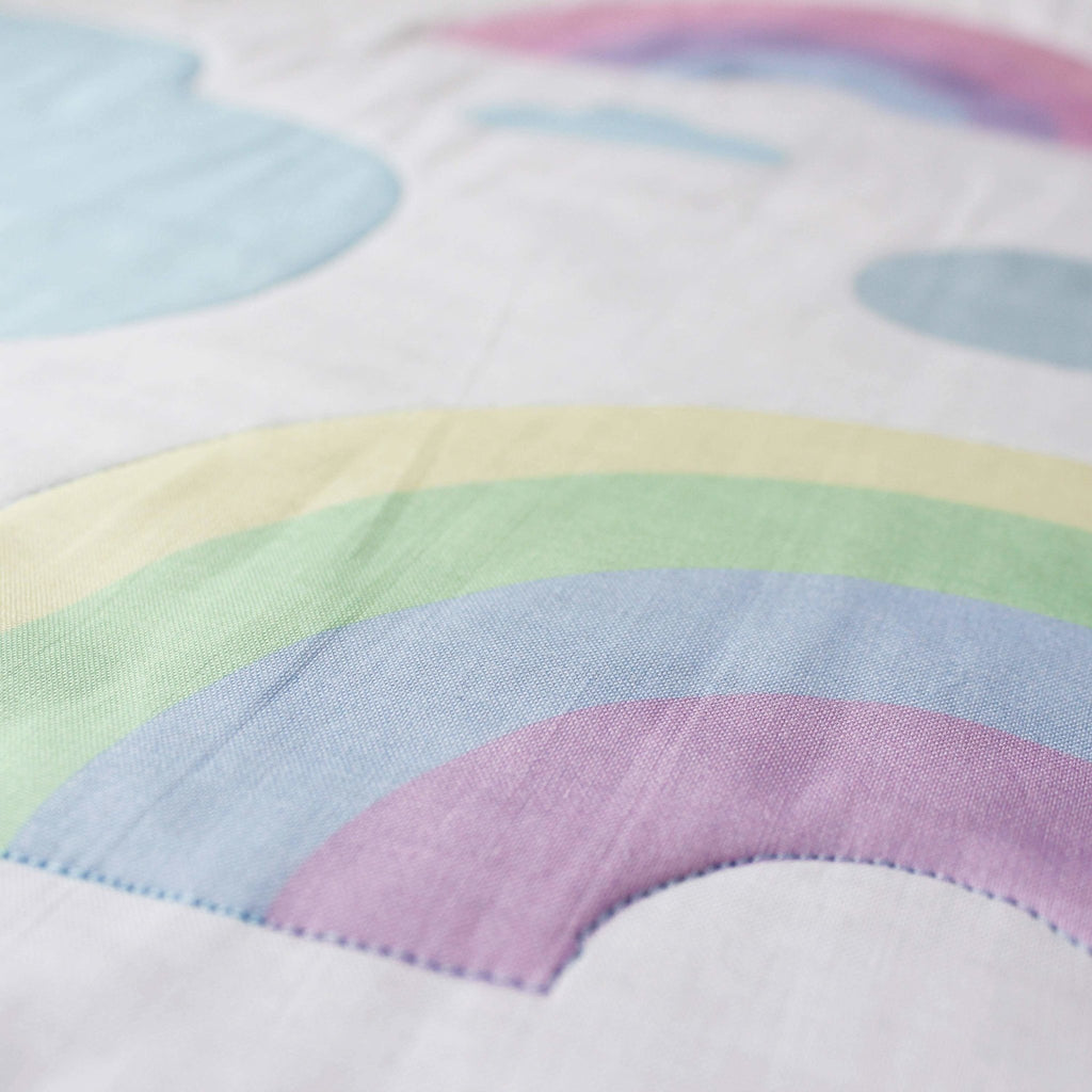 Personalised embroidered quilt - rainbow design - 2 Green Monkeys