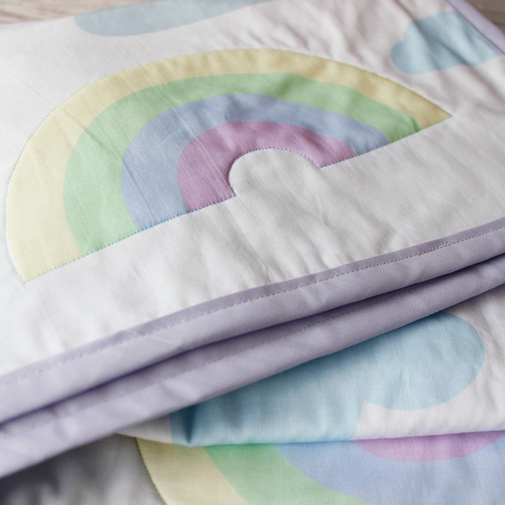 Personalised embroidered quilt - rainbow design - 2 Green Monkeys