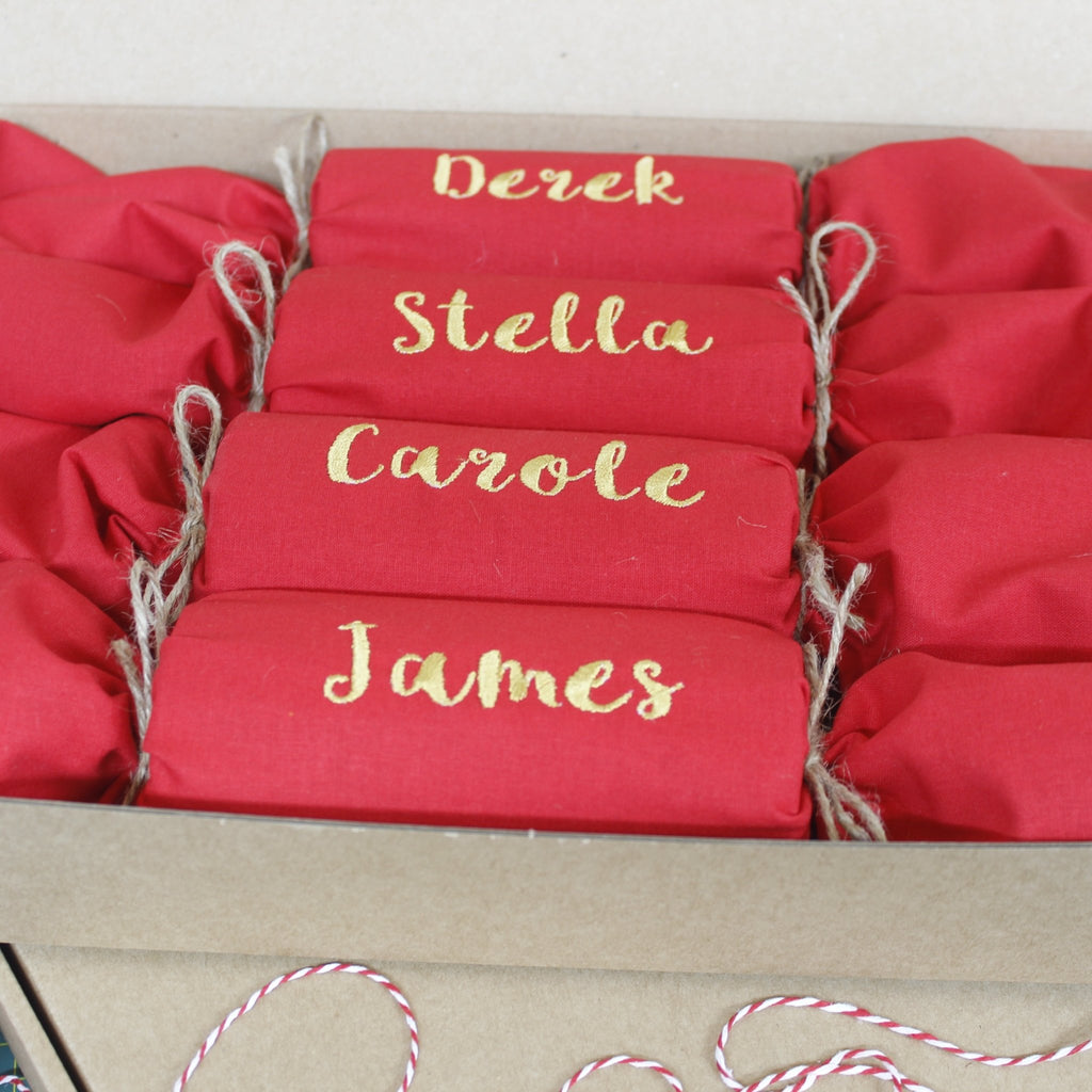 Set of Personalised Eco Friendly Cracker Napkins (traditional colours) - 2 Green Monkeys